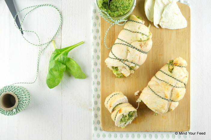kiprollade met pesto en mozzarella